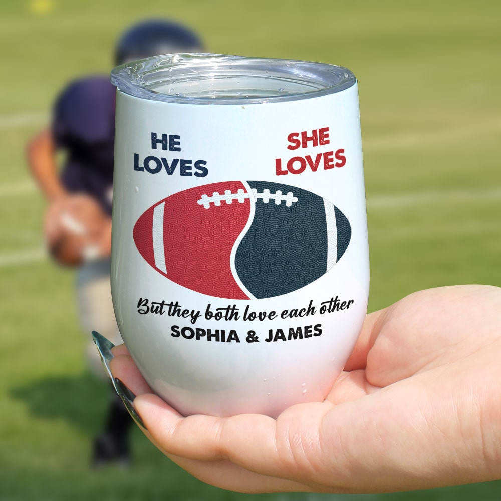 Custom Team Logo Gifts For Couple Wine Tumbler 05HUTI160223 Football Couple Shape-Homacus