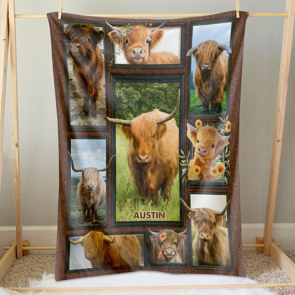 Highland Cow - Personalized Photos Collage Blanket 021qhti311224-Homacus