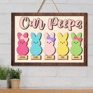 Personalized Easter Gifts Cute Easter Bunnies Kids Wood Sign 01QHTI170224-Homacus