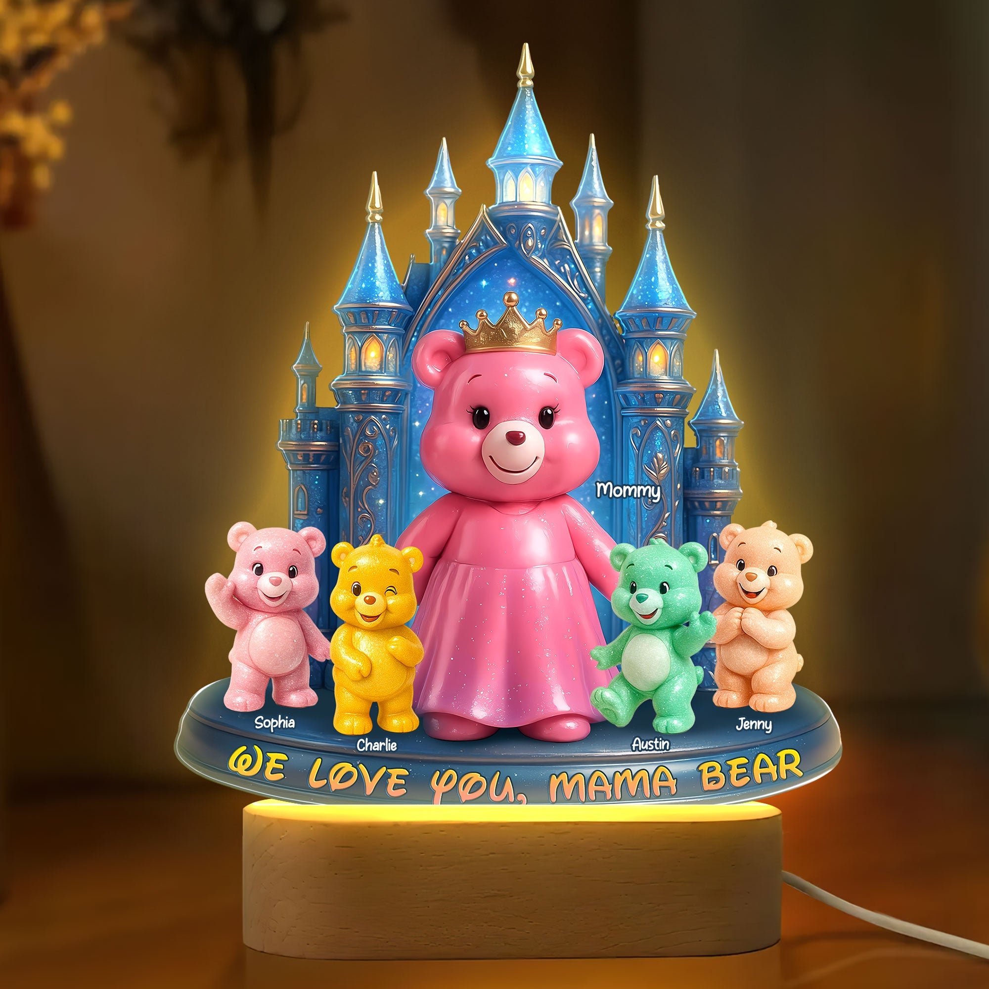 Bear Mom Led Light With Oval Base - Personalized Gifts For Mom 03nati190425-Homacus