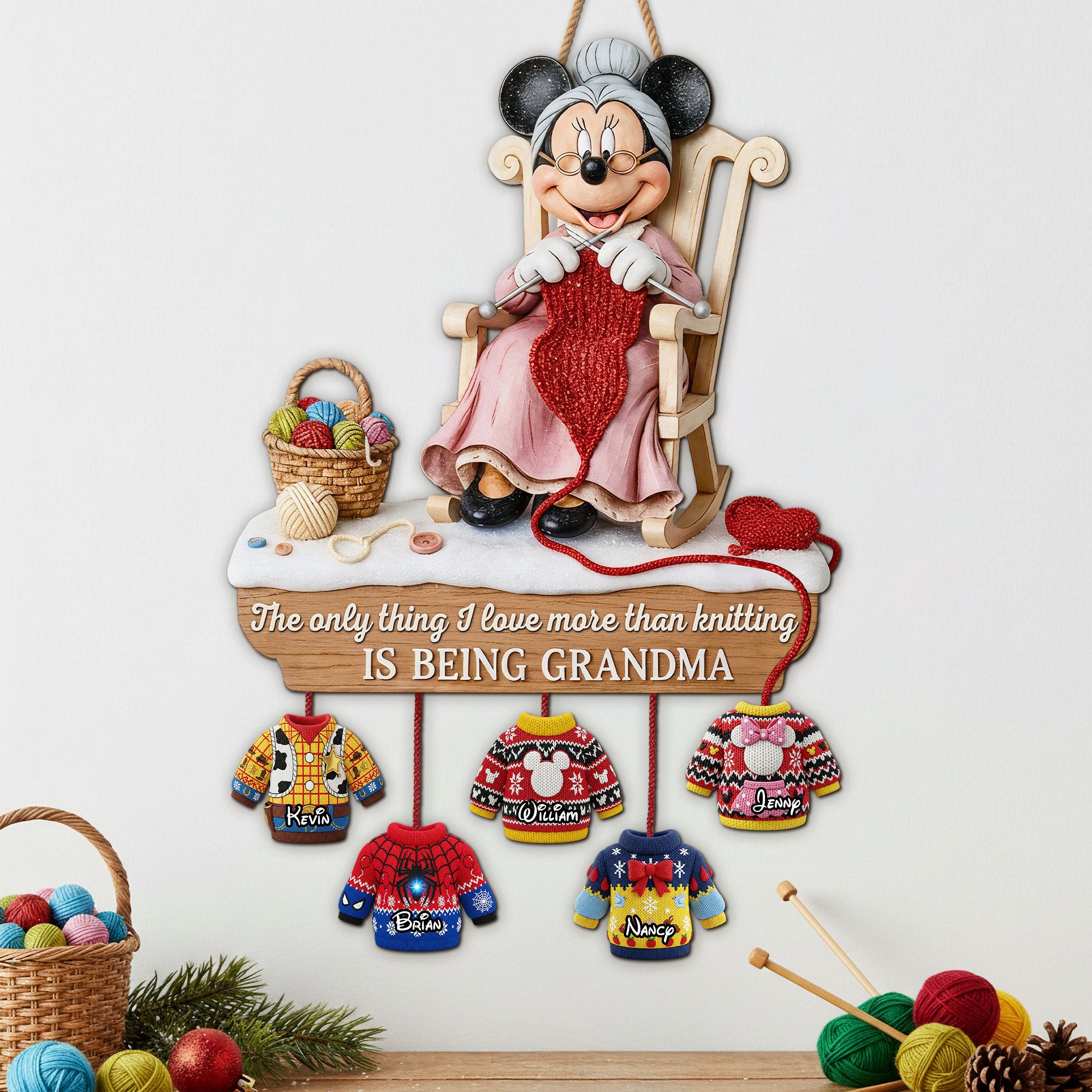 Sweater Grandkids Wood Sign - Personalized Gifts For Grandma Wood Sign 02QHTI141025-Homacus