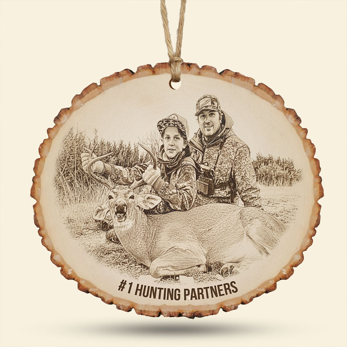 Custom Photo Engraved Effect Wood Ornament, Personalized Gifts For Hunting Lovers 02qhti071025-Homacus