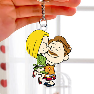 Personalized Gifts For Couple Keychain Couple Kissing 01acti041224 Reels-Homacus