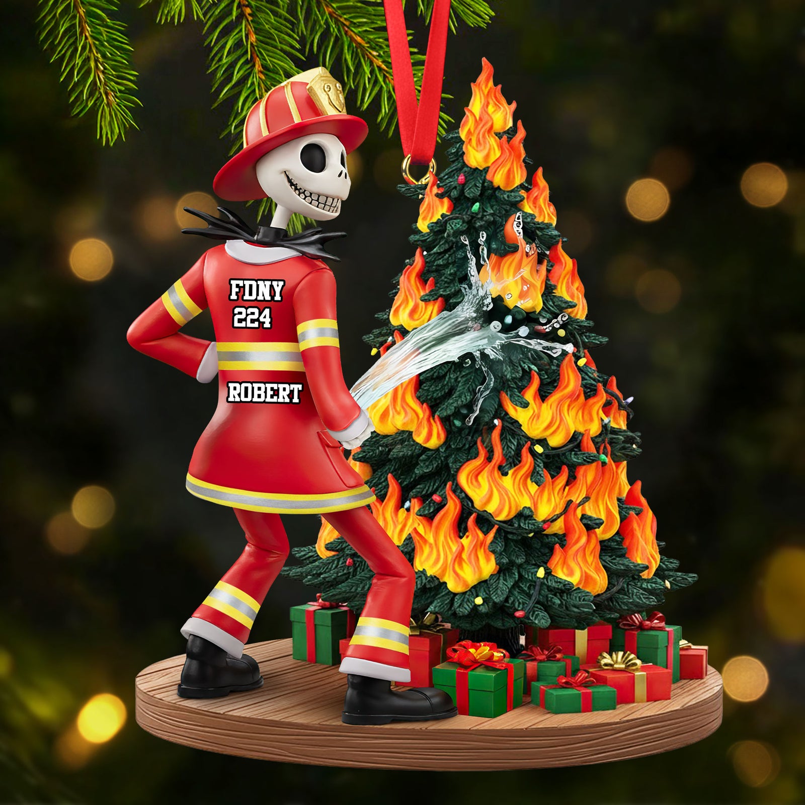 Funny Spooky Firefighter Ornament - Personalized Gifts For Firefighter 06huti071025-Homacus