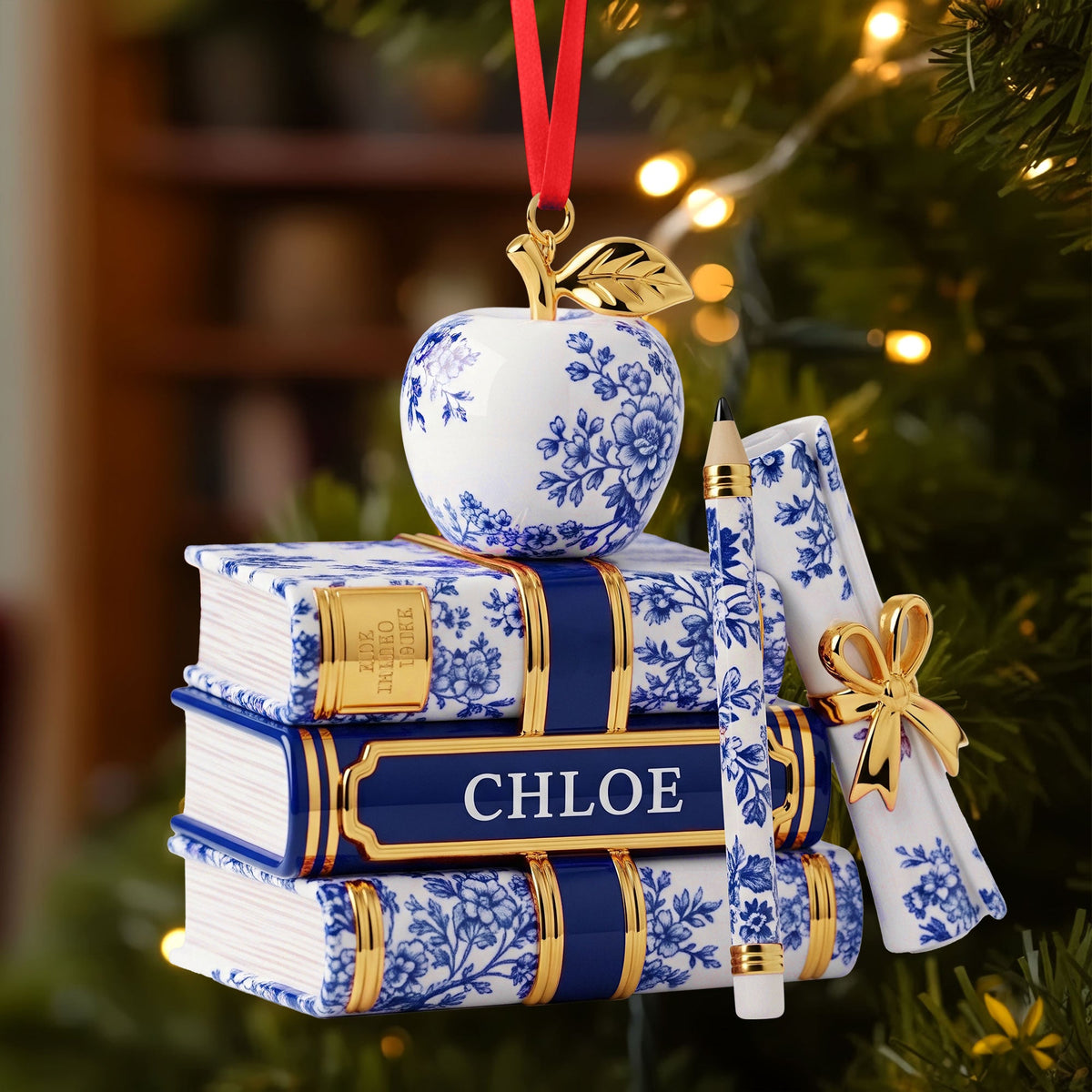 Teacher Toile de Jouy Acrylic Custom Shape Acrylic Ornament - Personalized Gifts For Teacher Christmas Ornament 01PGTI221025