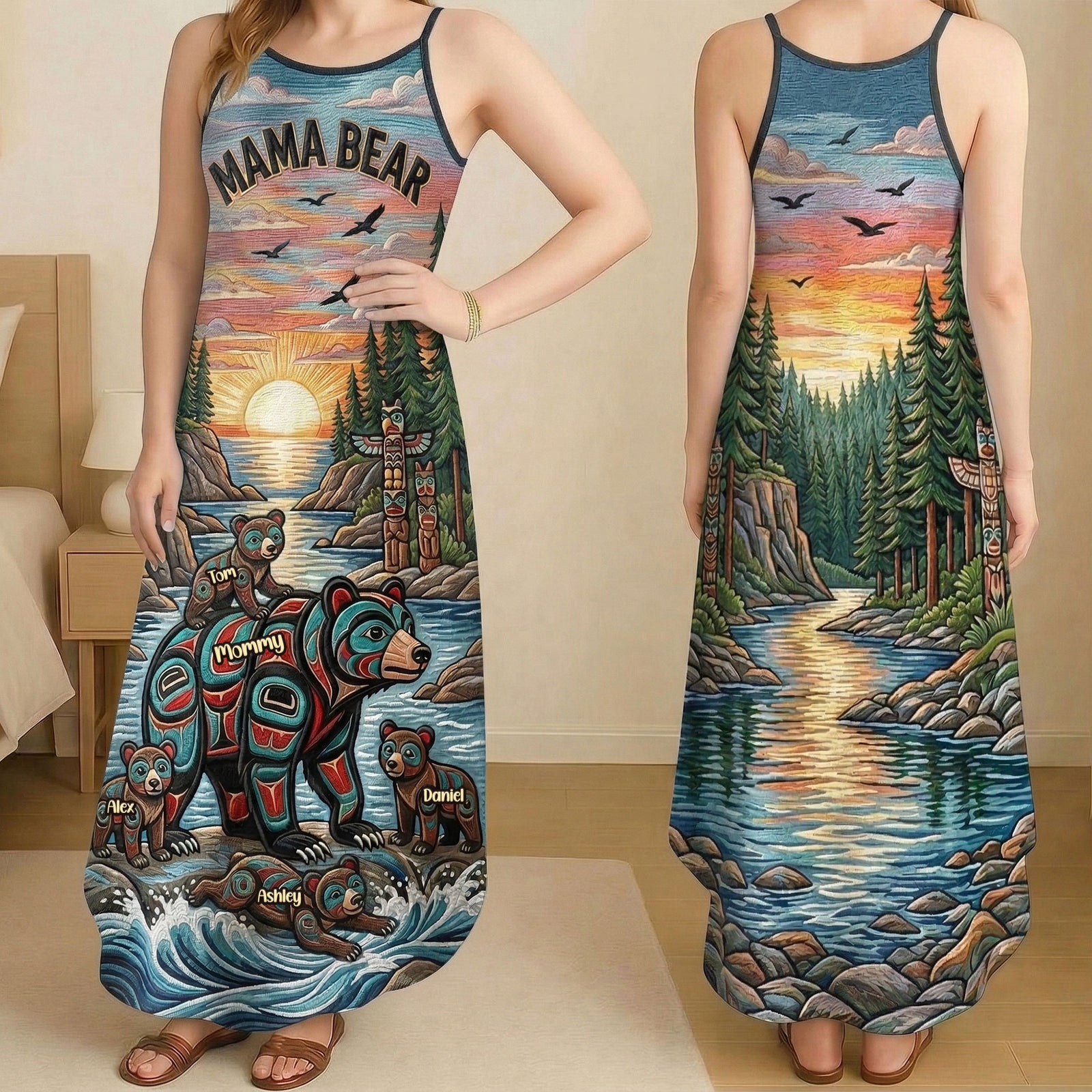 Mama Bear Suspender Maxi Dress - Personalized Gifts For Moms 03nati090426-Homacus