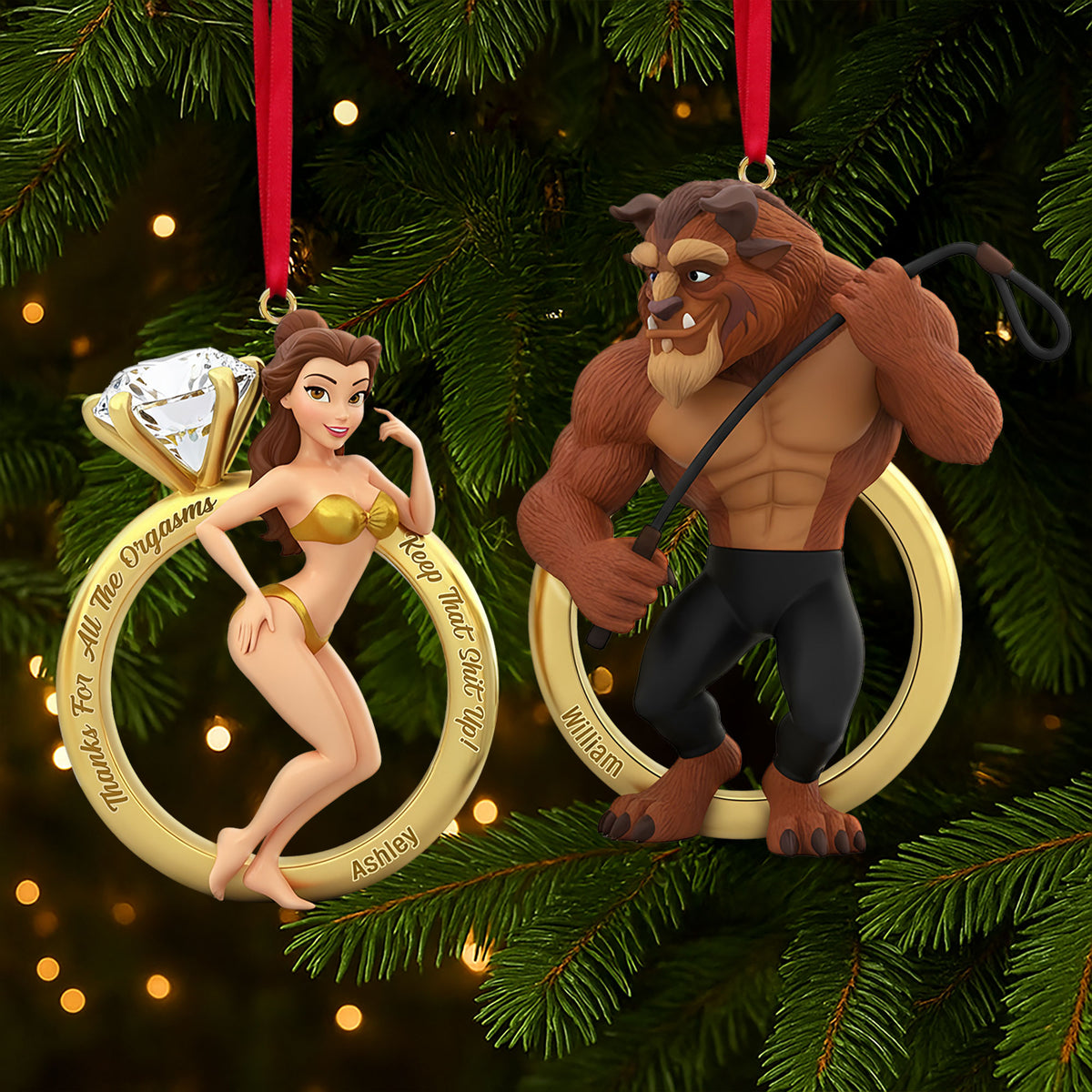 Cheeky Couple Set Ornament - Personalized Gifts For Couple 03nati160925-Homacus