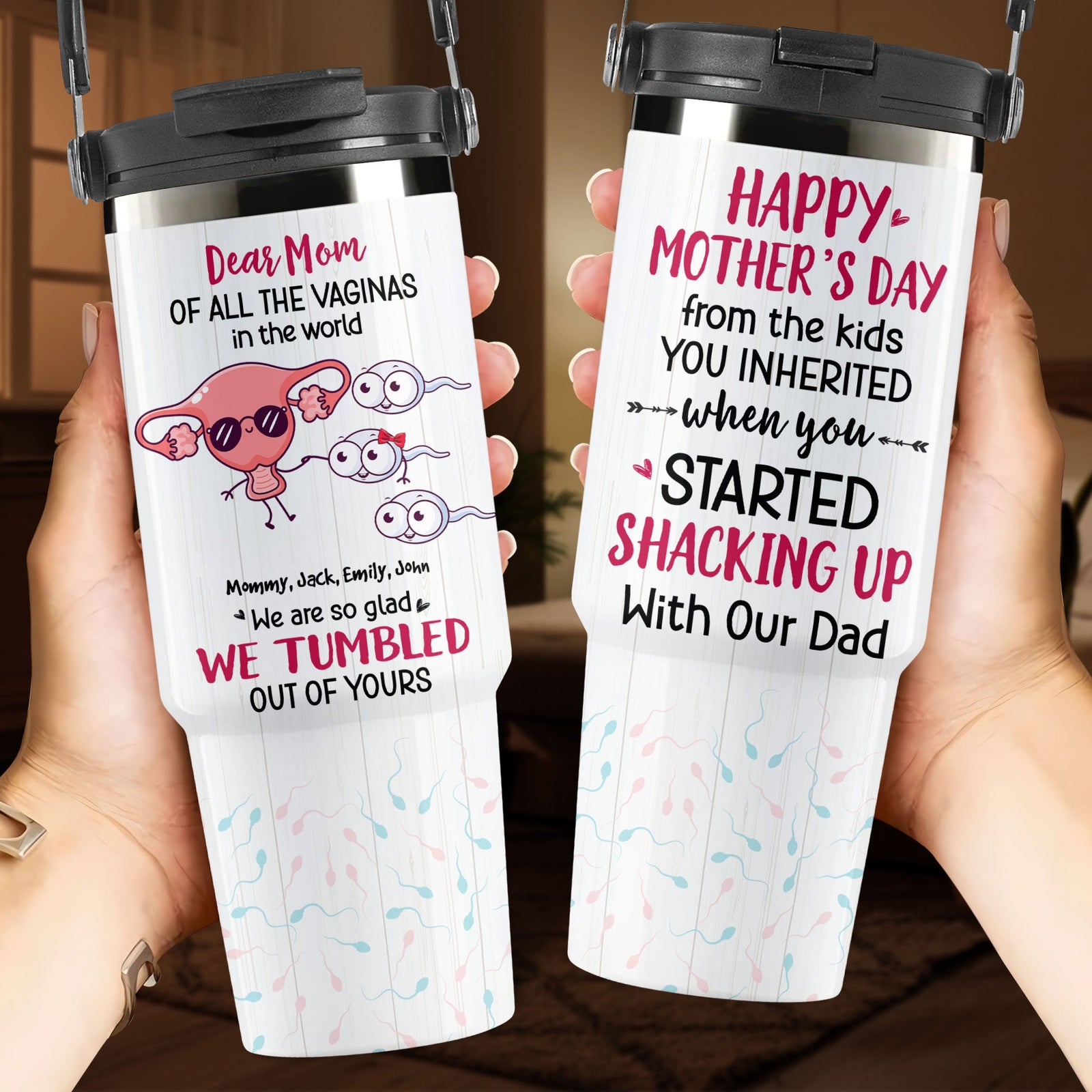 Personalized Gifts For Mom Tumbler Cup Mother's Day Vagina Mom And Kids 01NATI020425-Homacus