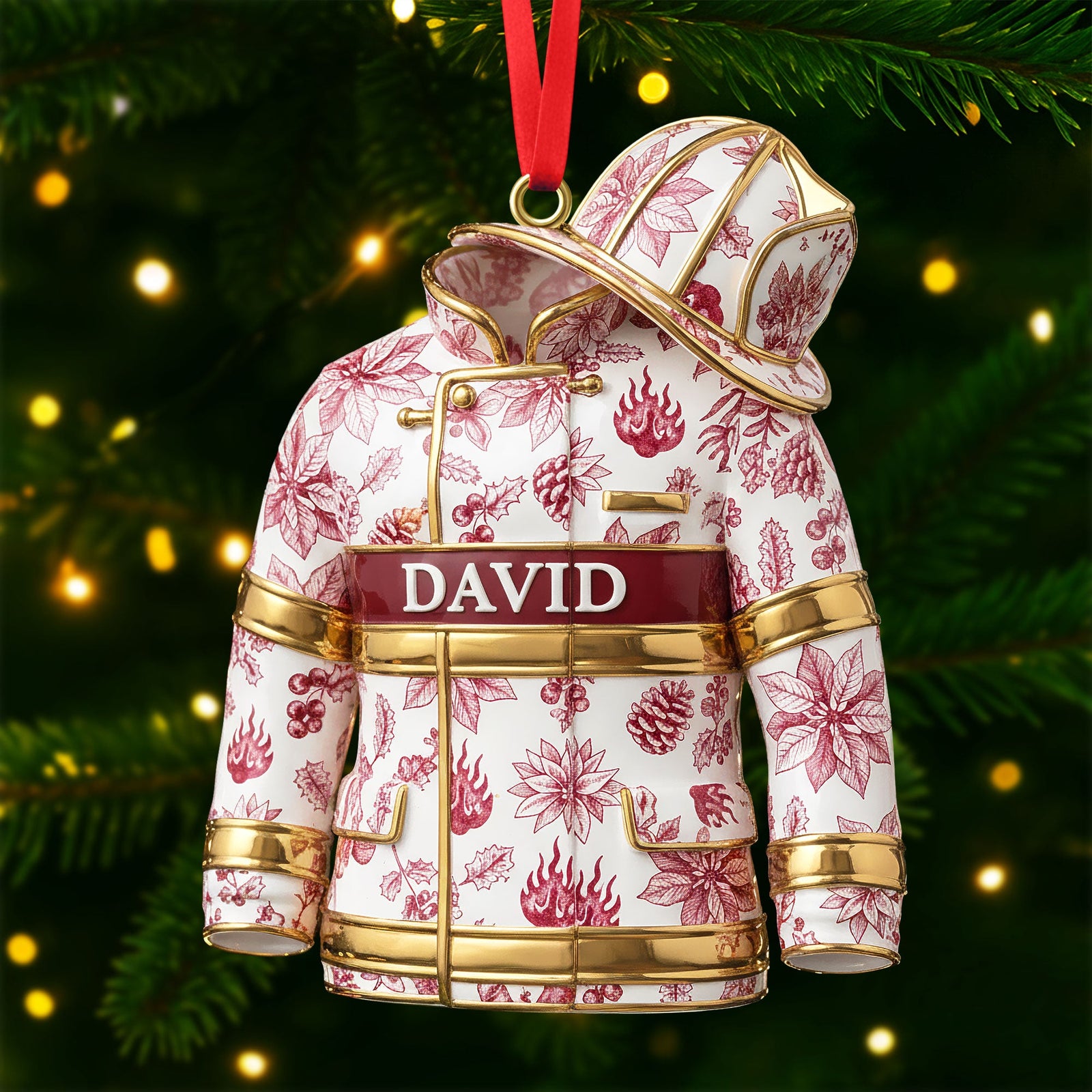 Toile de Jouy Firefighter Ornament - Personalized Gifts For Firefighter 02pgti101025-Homacus