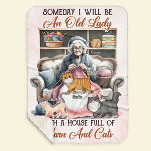 Personalized Gifts For Knitting Cat Lady Blanket 01QHTI040924-Homacus