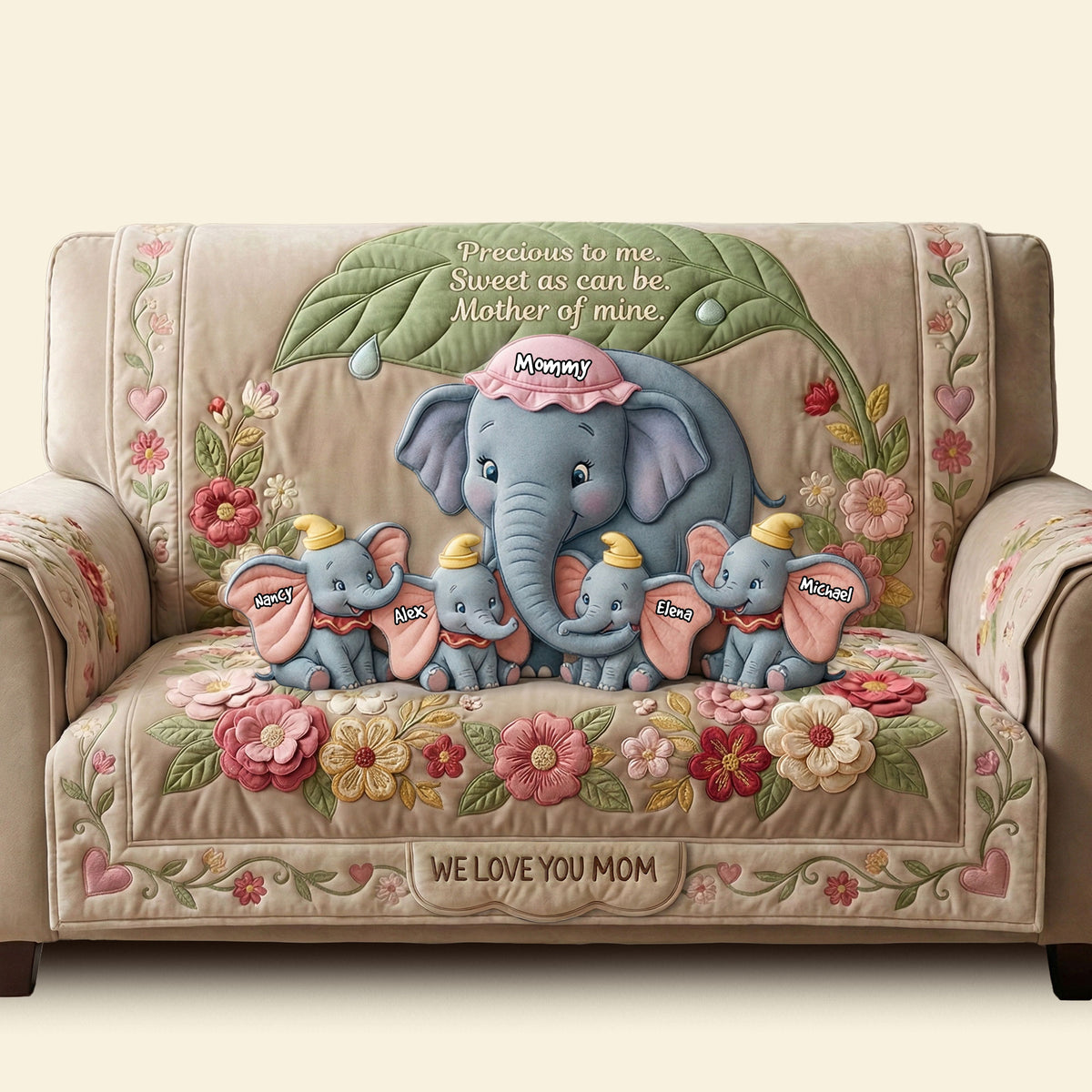 Love Mother Quilted Sofa Cover - Personalized Gifts For Mothers 04pati040226-Homacus