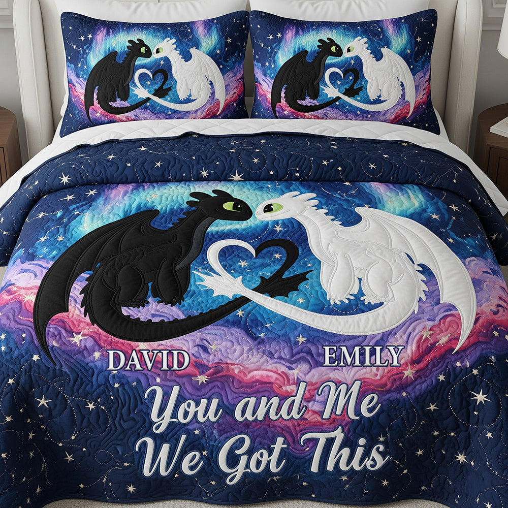 Legendary Creature Couple Quilt Bedding Set - Personalized Gifts For Couple 01ohta110825-Homacus