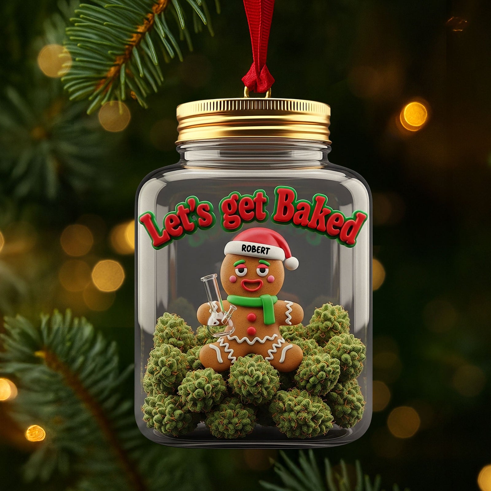 Gingerbread Weed Ornament - Personalized Gifts For Weed Lovers 03toti110825-Homacus