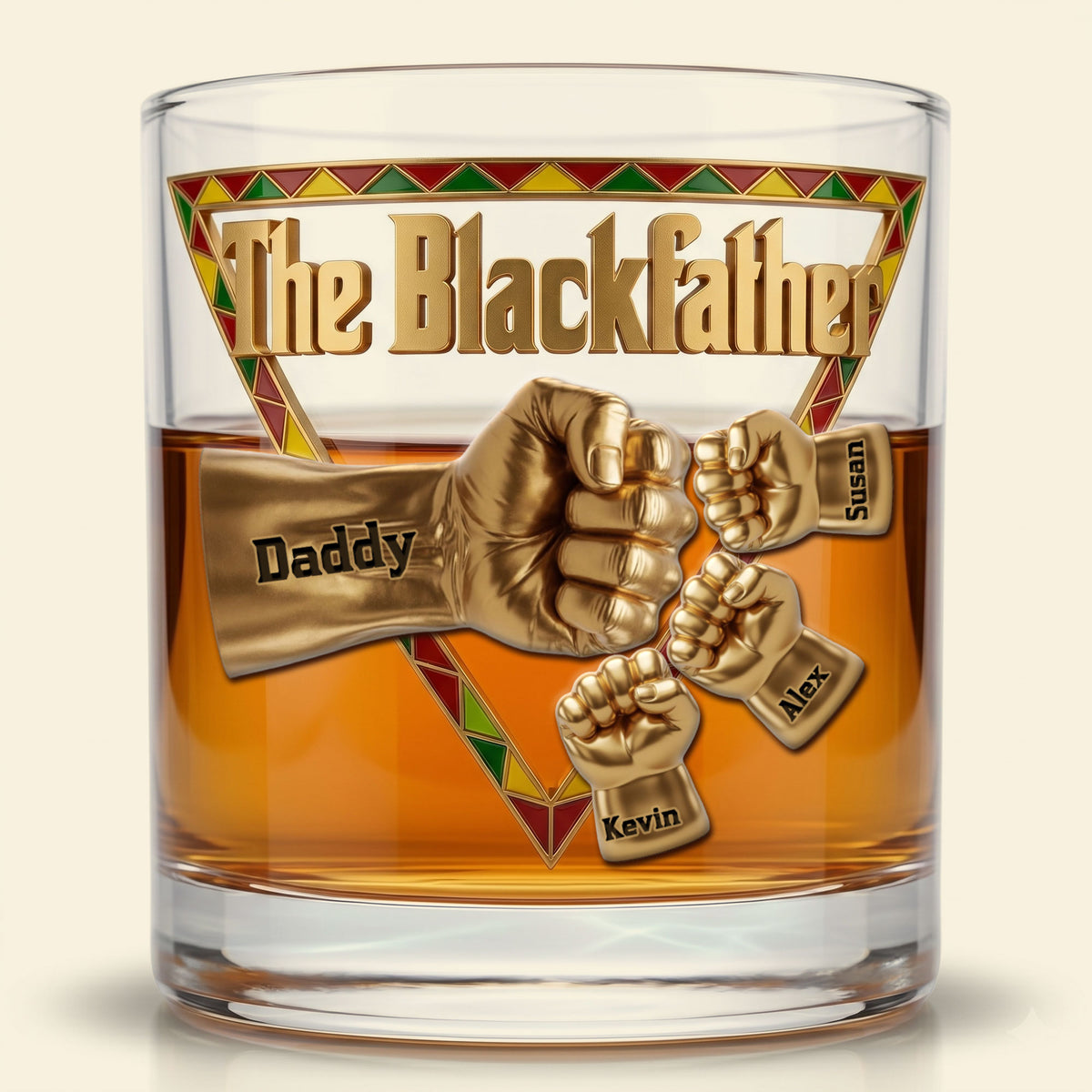 The Black Father 11oz Round Glass - Personalized Gifts For Dad 01huti020526-Homacus