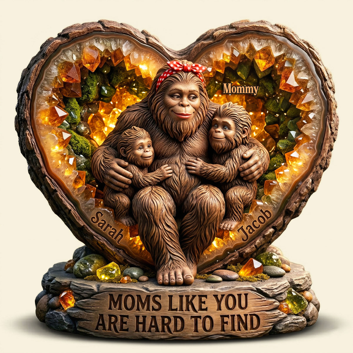 Sasquatch Mom And Kids Acrylic Plaque - Personalized Gifts For Mother's Day Plaque 04HUTI020426-Homacus