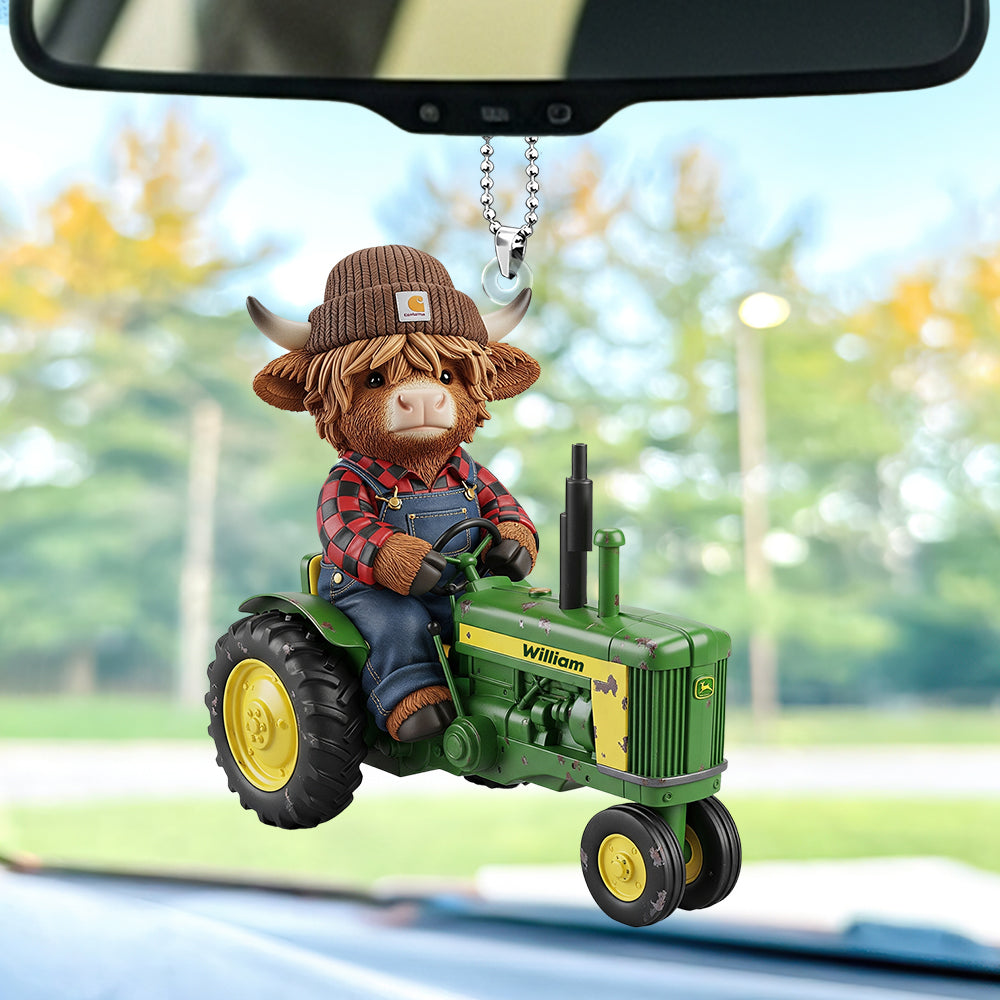 Highland Cow Car Ornament - Personalized Gifts For Farmers 03nati040925-Homacus