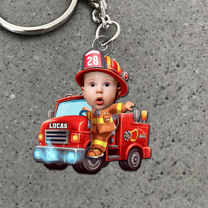 Custom Photo Gifts For Kids Keychain - Firefighter & Police Themes-Homacus