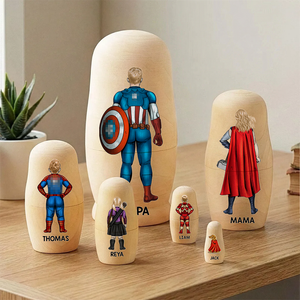 Power Family Wooden Nesting Dolls - Personalized Mother's Day Gifts 01qhhu080426-Homacus