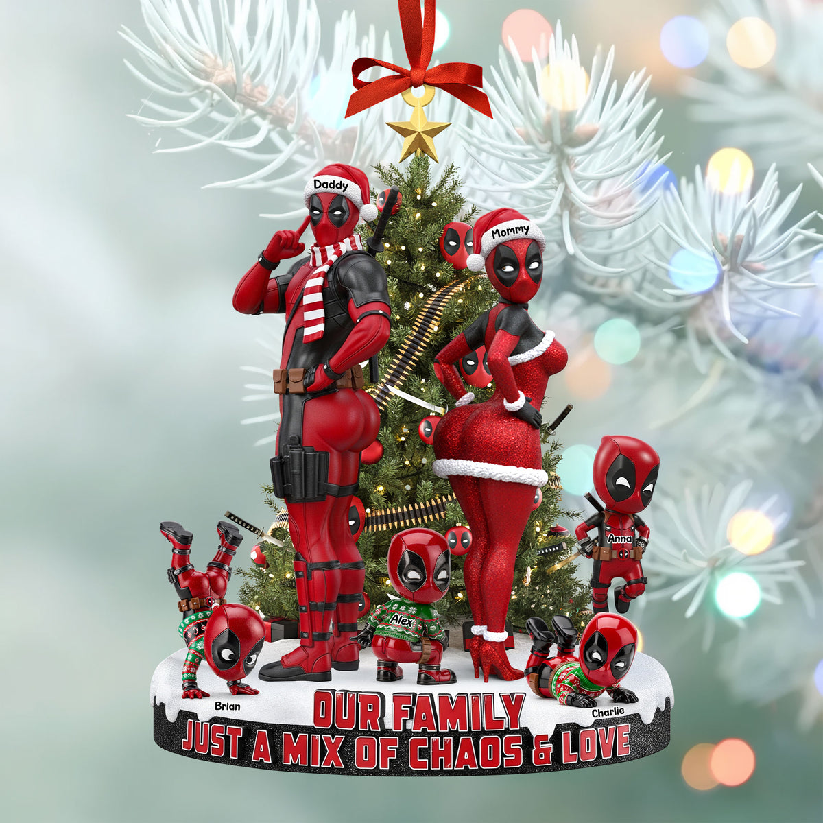 Red Masked Family Ornament - Personalized Gifts For Family 06nati190925-Homacus