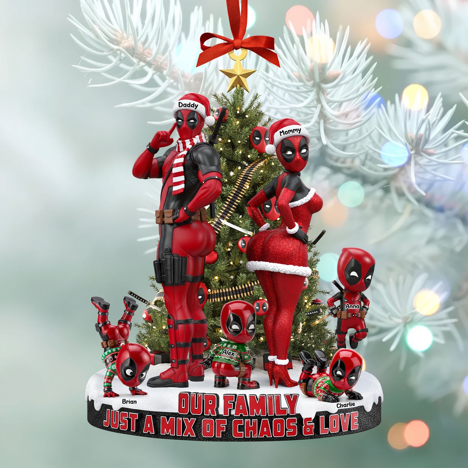 Red Masked Family Ornament - Personalized Gifts For Family 06nati190925-Homacus