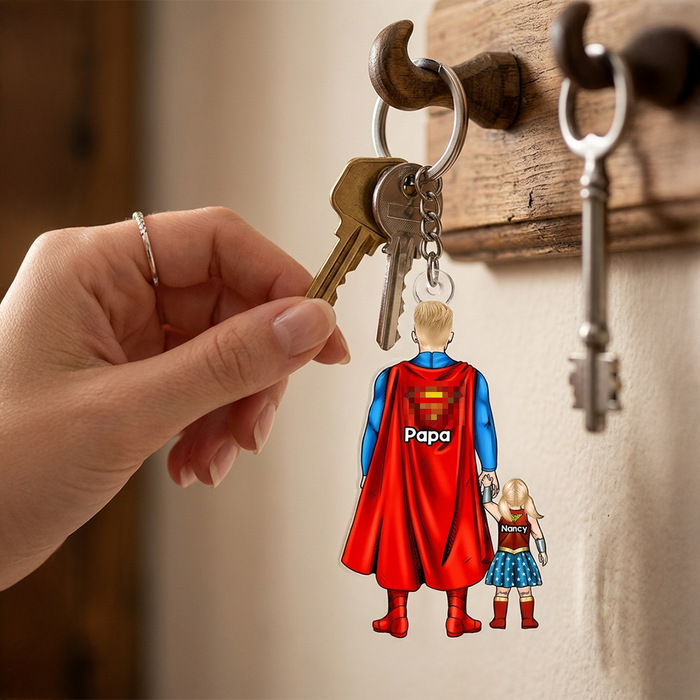 Power Dad And His Sidekicks - Personalized Gifts For Dad Keychain 071qhhu020525pa-Homacus