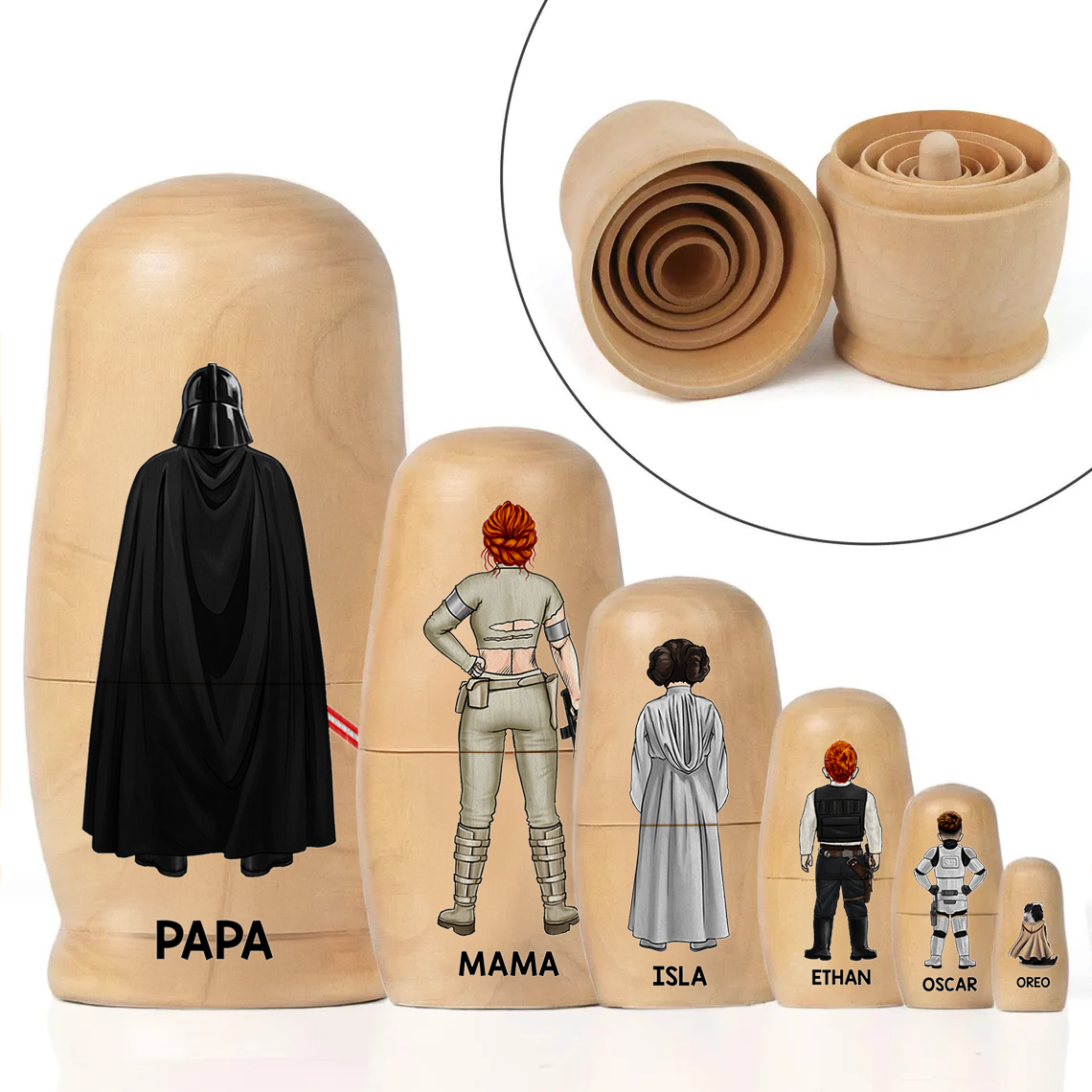 Space Theme Family Nesting Doll - Personalized Gifts For Family Wooden Nesting Dolls 031QHHU080426HHHG-Homacus
