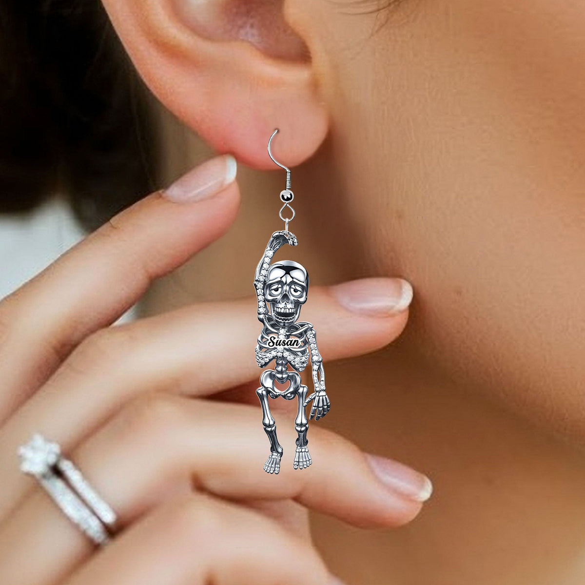 Funny Tired Skeleton Earrings - Personalized Gifts For Exhausted Humans 04qhti240625-Homacus