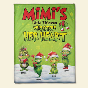 Little Thieves Who Stole Her Heart, Gift For Grandma, Personalized Blanket, Green Kid Blanket, Christmas Gift 02HTTI151123-Homacus