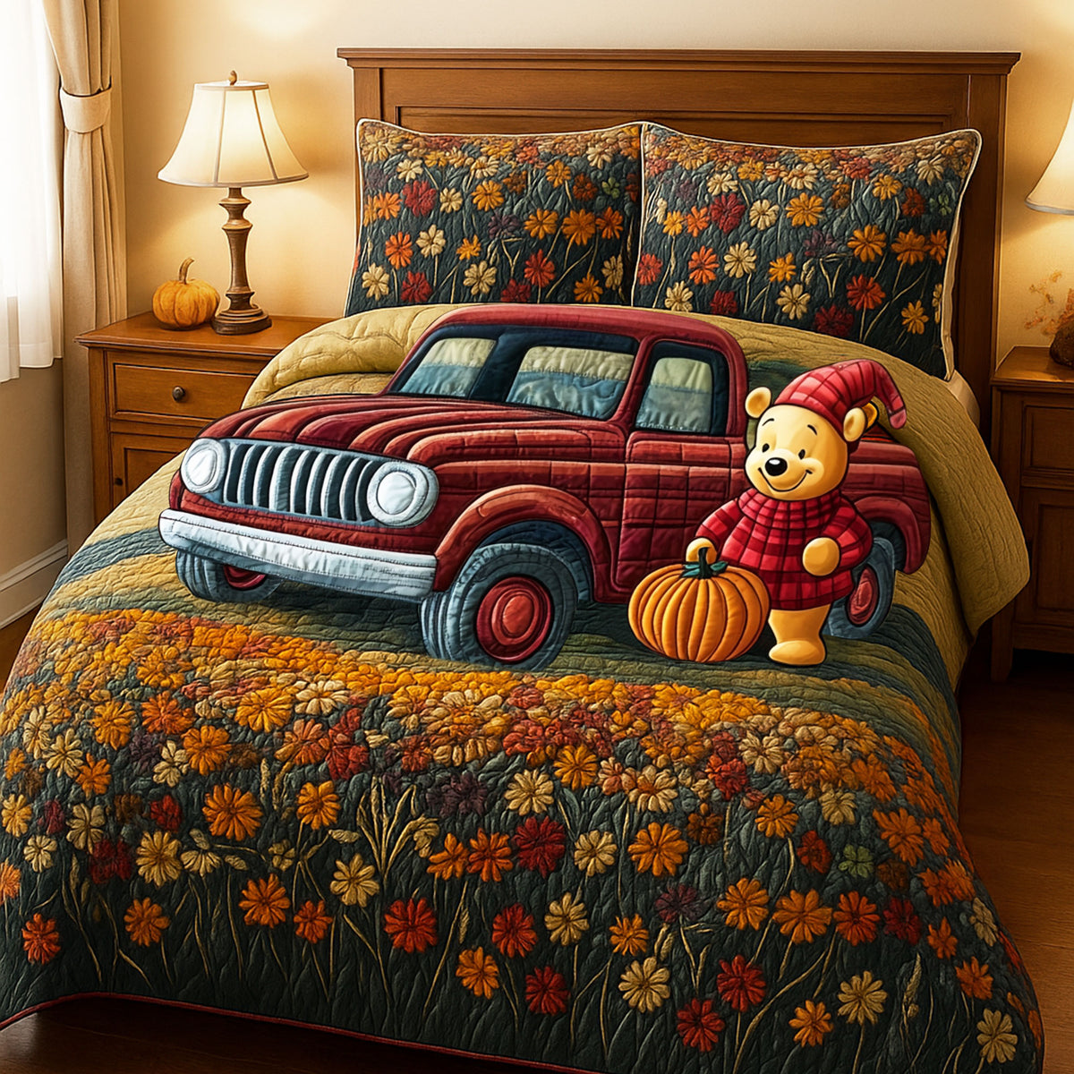 Autumn Truck Quilt Bedding Set - Personalized Gifts For Truck Lovers 02tgti130825-Homacus