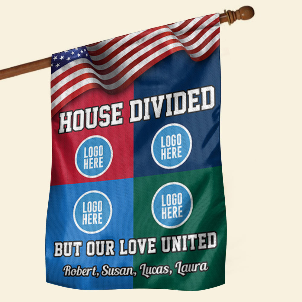 American Football House Divided Flag - Custom Team Logo Gifts For Football Lovers-Homacus