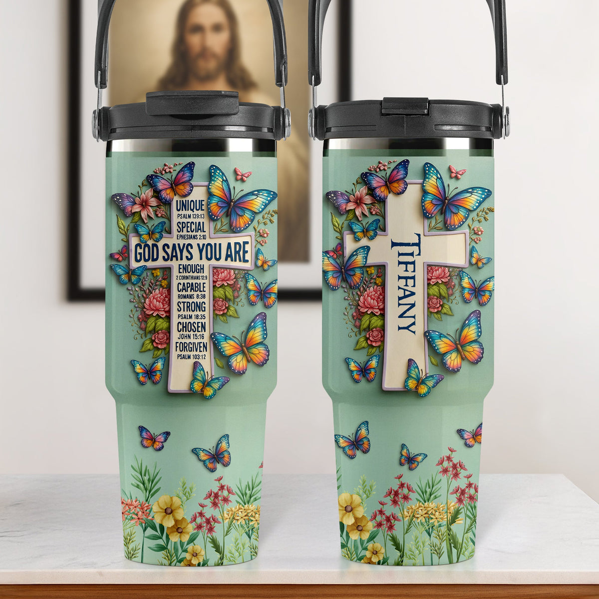 Jesus Tumbler With Handle - Personalized Gifts For Jesus Lovers 01huti170725-Homacus