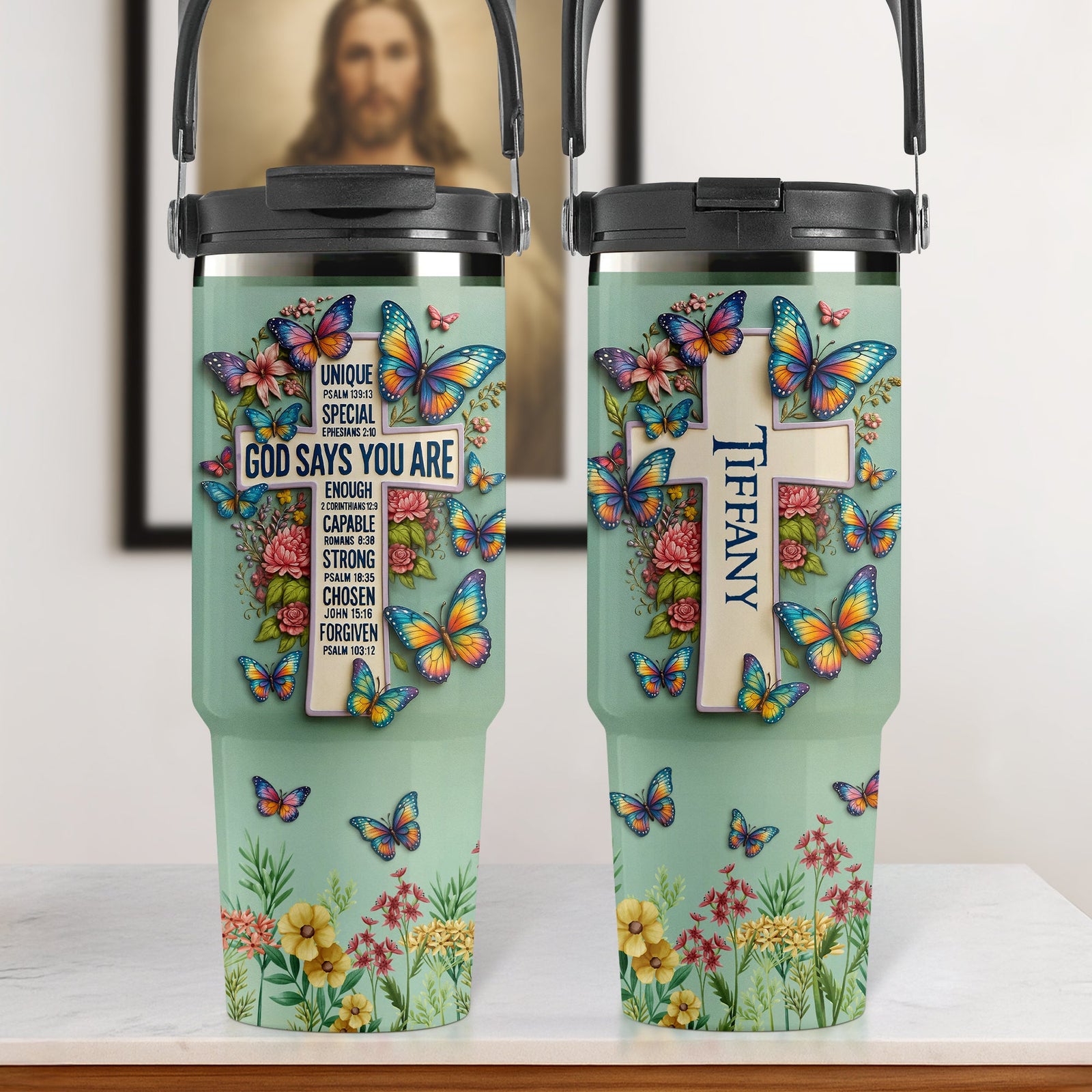 Jesus Tumbler With Handle - Personalized Gifts For Jesus Lovers 01huti170725-Homacus