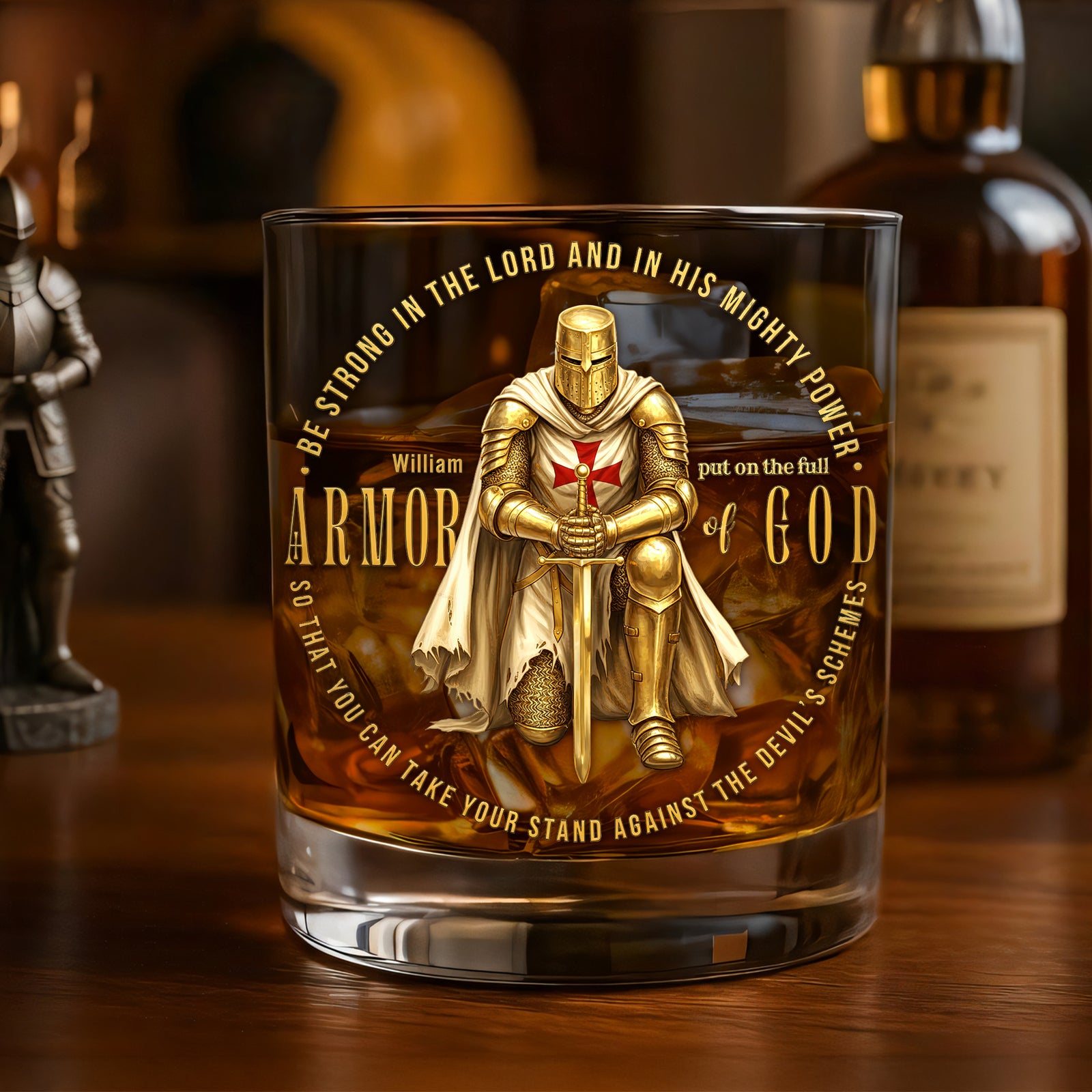 Kneeling Knight Armor Of God Round Glass - Personalized Gifts For Christians Glass 03HUTI041225-Homacus