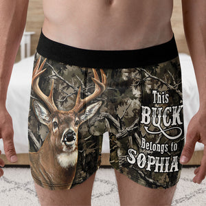 Personalized Gifts For Hunting Men's Boxer, This Buck Belongs To [Custom Name] 05qhti231224-Homacus