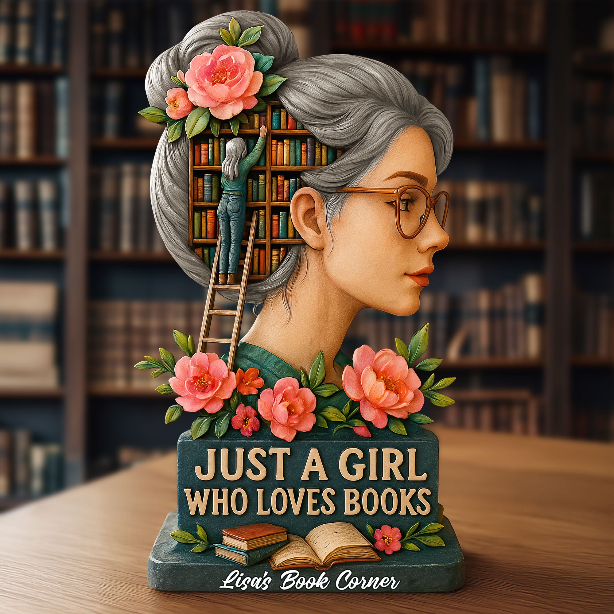 Girl Book Lover Acrylic Plaque Personalized Christmas Gifts For Book Lovers 02HUTI130525-Homacus