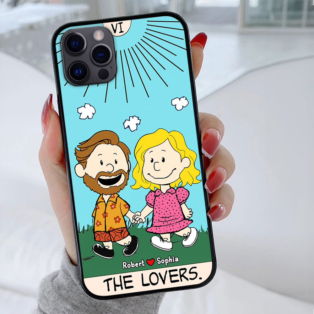 Personalized Gifts For Couple Phone Case, Cartoon Couple Walking Hand In Hand 03NATI150824HH-Homacus