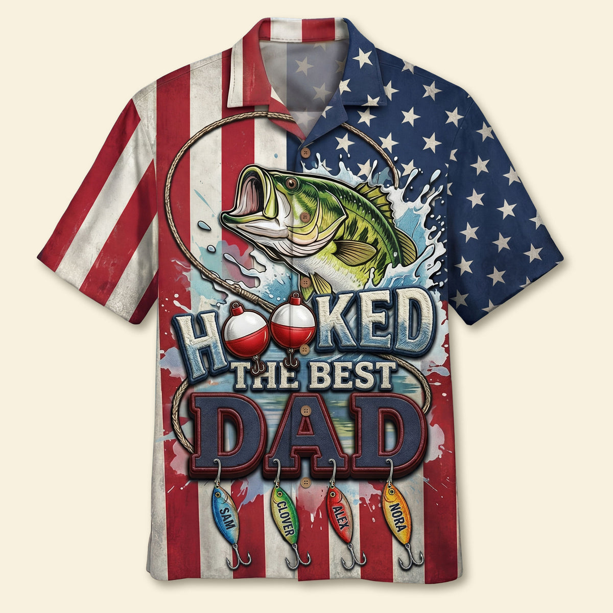 Hooked The Best Dad Hawaiian Shirt Personalized Gifts For Dad 03PATI150426-Homacus