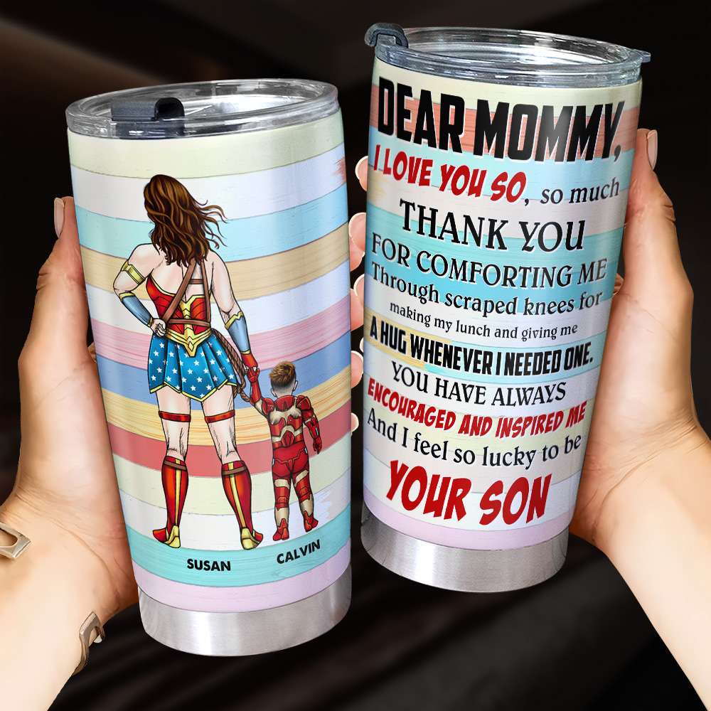 Personalized Gifts For Mom Tumbler Superhero Mom And Kid 01ACTI110325PA-Homacus