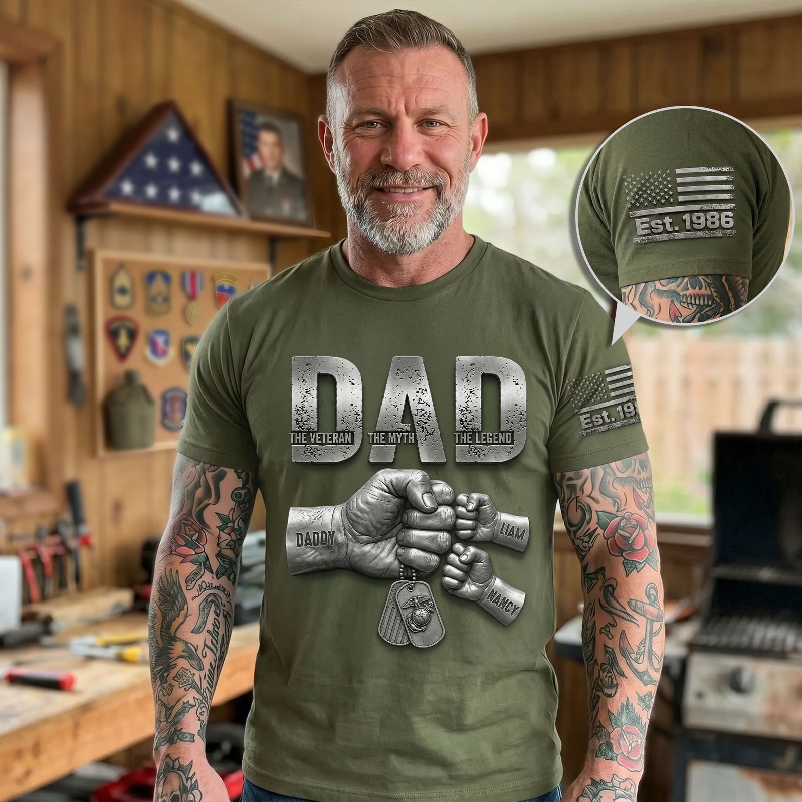 Patriotic Veteran Dad Shirt - Personalized Gift For Veteran Dads 02HUTI250526-Homacus