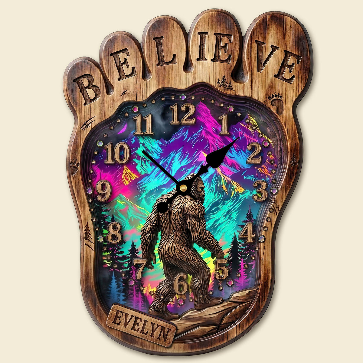 Sasquatch Acrylic Hanging Wall Clock - Personalized Gifts For Bigfoot Lovers 02huti200326-Homacus