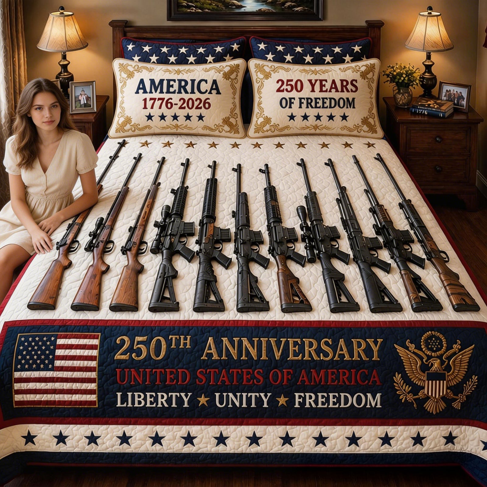 250 Years Of Freedom Quilt Bed Set - Personalized Gifts For Patriots 04tyti210426-Homacus