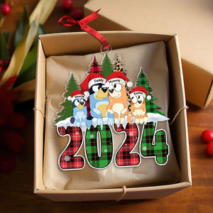 Personalized Gifts For Family, Dogs Sitting Christmas Tree Ornament 02OHTI011124-Homacus