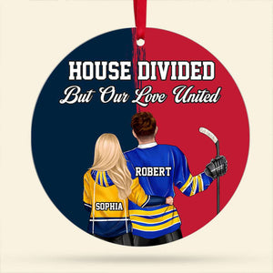 House Divided Ornament - Hockey Couple - Personalized Christmas Gifts For Hockey Lovers-Homacus