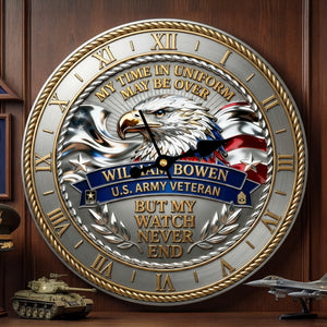 Bold Veteran Eagle Wall Clock, Personalized Gifts For Veteran 05QHTI200126-Homacus