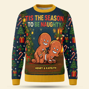 Funny Gingerbread Couple Knitted Ugly Sweater - Personalized Gifts For Couple Christmas Ugly Sweater 01HUTI131125