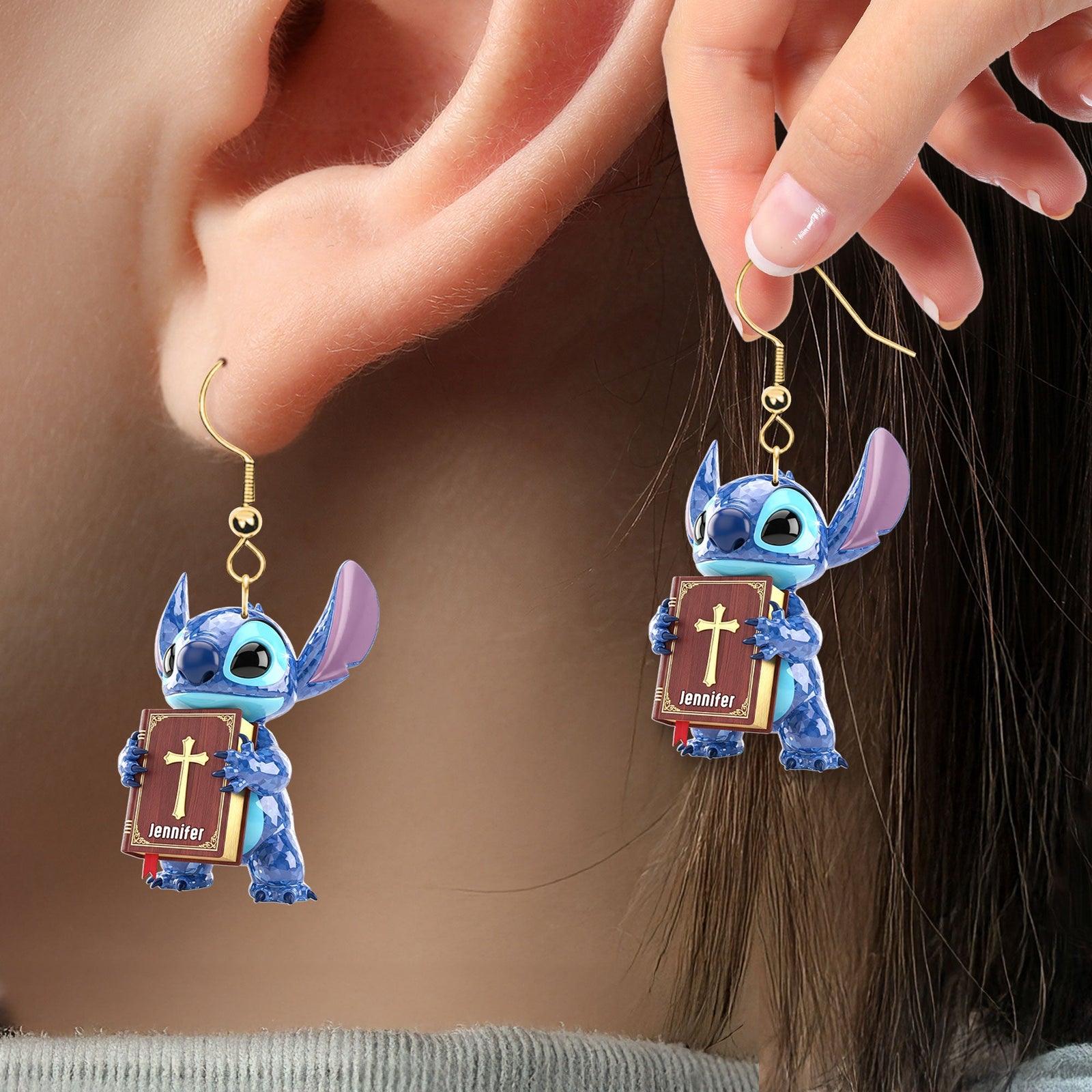 Blue Alien Earrings - Personalized Gifts For Jesus Lovers 03nati090725-Homacus