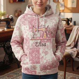 Sewing Lover Toile de Jouy Personalized Hoodie - Personalized Gifts For Sewing Lover Hoodie 02PGTI201125-Homacus