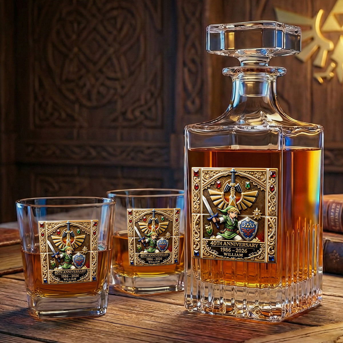 Fantasy Sword Hero Decanter Set – Personalized Drinking Decanter Gift For Fantasy Lover Set 04OHTI120226-Homacus