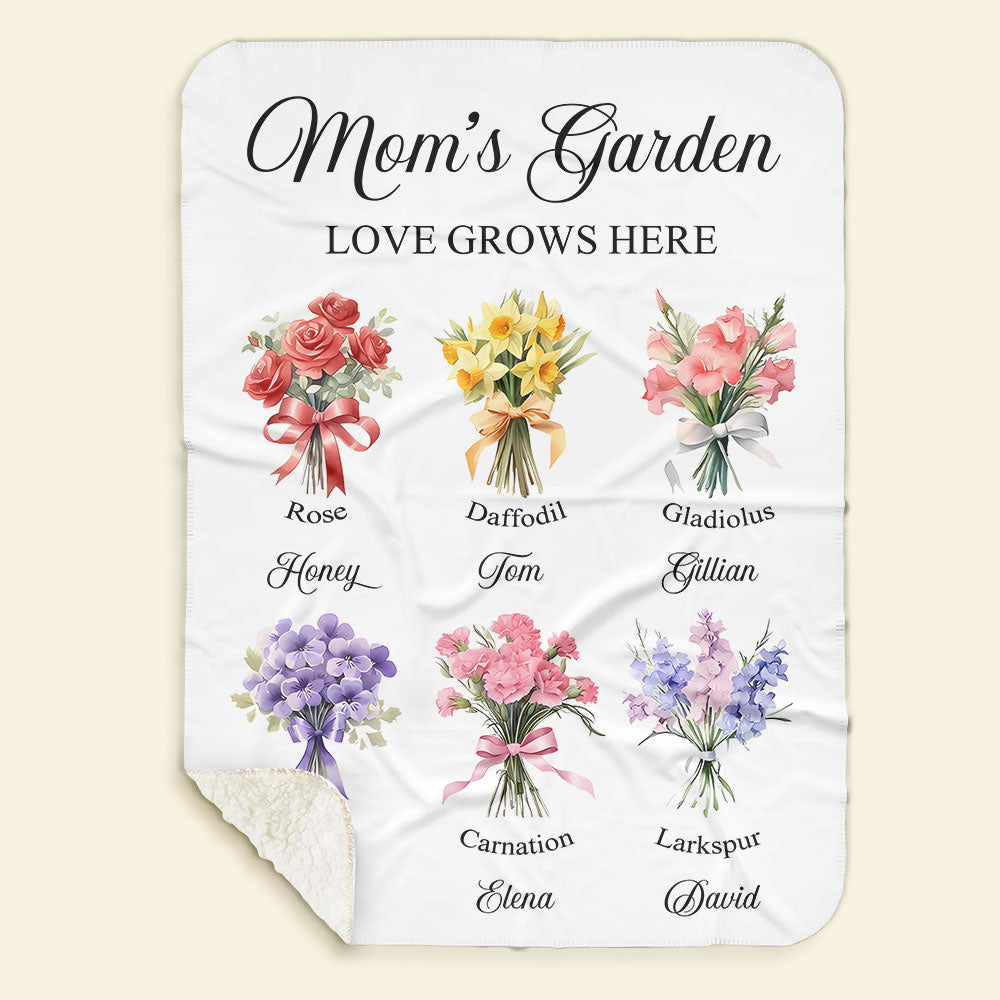 Personalized Gifts For Mom Blanket Mom's Garden-Homacus