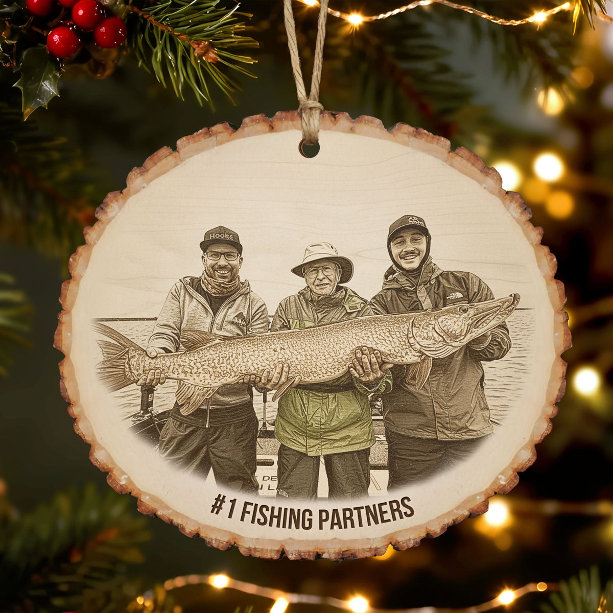 Custom Photo Engraved Effect Wood Ornament, Personalized Gifts For Fishing Lovers 04qhti071025-Homacus